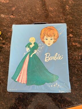 Barbie Light Blue Case with Green & Pink Gown Illustration